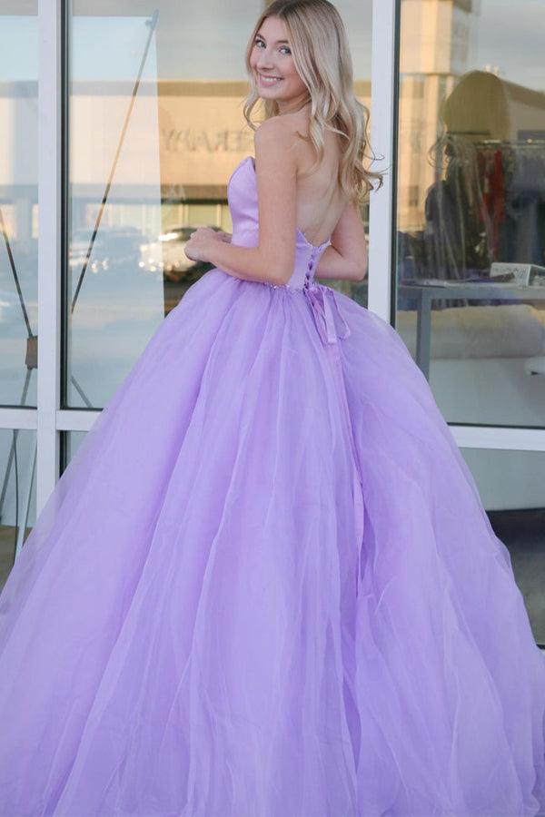 pgmdress A-Line Sweetheart Neck Tulle Purple Long Prom Dress Formal Dresses US6 / Custom Color