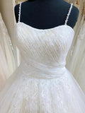 Tulle Lace Spaghetti Straps Appliqued Ball Gown Wedding Dresses WD558 - Pgmdress