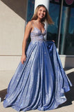 Unique Lace Prom Dresses A-line Appliqued Evening Prom Gowns PSK238