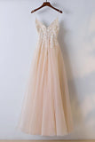 V Neck Lace Tulle Long Prom/Evening Dress With Spaghetti Straps PG597 - Pgmdress