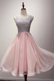 A-Line Appliques Ribbons Scoop Knee-Length Homecoming Dress PG145
