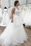 A-line Appliques Ruffles Organza Floor Length Wedding Dress WD358 - Pgmdress