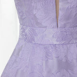 A-Line Bateau Sleeveless Sweep Train Lilac Floral Satin Prom/Formal Dress PSK113 - Pgmdress