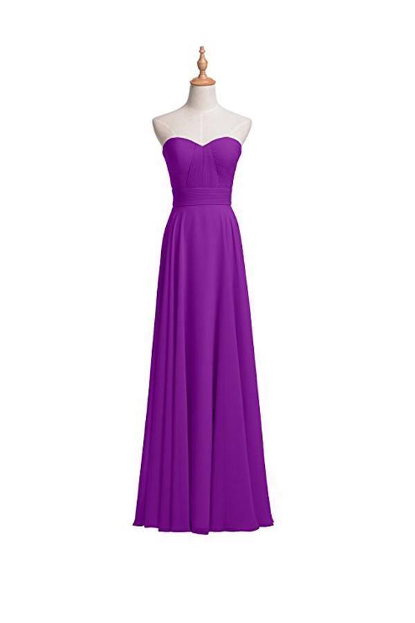 A-line Chiffon Bridesmaid Dress Floor Length Prom Evening Gown BD004 - Pgmdress