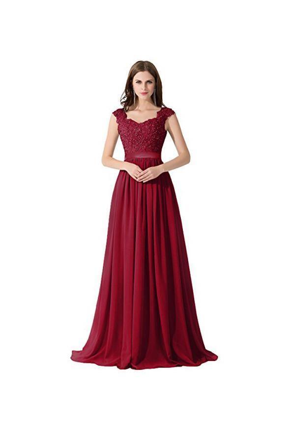 A-line Chiffon Lace Evening Gowns Prom Dresses Bridesmaid Dresses PG274 - Pgmdress