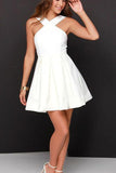 A-line Chiffon Satin White Short Prom Dress Homecoming Dress PG149