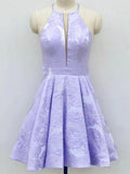 A-Line Crew Above-Knee Lilac Satin Homecoming Dress with Pockets PD271 - Pgmdress