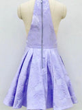 A-Line Crew Above-Knee Lilac Satin Homecoming Dress with Pockets PD271 - Pgmdress