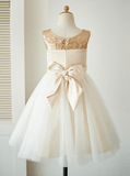 A-Line Crew Knee-Length Tulle Flower Girl Dress FL04 - Pgmdress