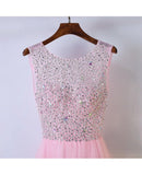 A-line Cute Pink Sleeveless Prom Dress With Bling Sequins PG629 - Pgmdress