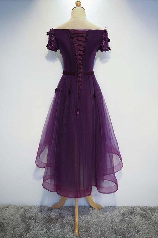 A-line Cute Purple High Low Prom Dress Purple Homecoming dress PD202 - Pgmdress