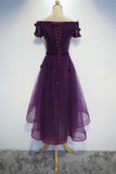 A-line Cute Purple High Low Prom Dress Purple Homecoming dress PD202 - Pgmdress