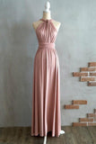 A-line Floor-Length Criss-Cross Straps Blush Spandex Bridesmaid Dress BD043 - Pgmdress