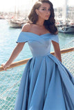 A-line Glamorous Off-the-Shoulder Long Evening Dress With Slit PG416 - Pgmdress