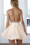 A-Line Halter Short Pink Chiffon Homecoming/Cocktail Dress with Sequins PD064 - Pgmdress