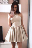A-Line Halter Sleeveless Satin Short Prom Dress Homecoming Dresses PD051 - Pgmdress