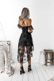 A-line High Low Black Lace Mini Homecoming Dresses Party Dresses PD135 - Pgmdress