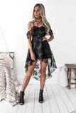 A-line High Low Black Lace Mini Homecoming Dresses Party Dresses PD135 - Pgmdress