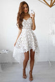 A-line High Low Straps Simple White Lace Homecoming/Party Dresses PD022 - Pgmdress