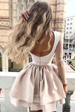 A-Line High Neck Long sleeves Homecoming Dress with Appliques Sleeves PD117 - Pgmdress