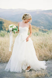 A-line Illusion Tulle Vintage Outdoor Ivory Wedding Dress  WD118