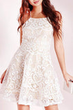 A-line Ivory Criss-Cross Straps Lace Sleeveless Homecoming Dress PD015 - Pgmdress