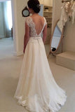 A-line Lace Top Backless Long Beach Wedding Dress Ball Gowns WD021 - Pgmdress