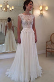 A-line Lace Top Backless Long Beach Wedding Dress Ball Gowns WD021