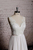 A-line Lace V-Neck Backless Sheath Long Wedding Dress WD058 - Pgmdress