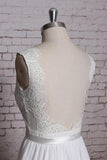 A-line Lace V-Neck Backless Sheath Long Wedding Dress WD058 - Pgmdress