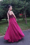 A-line Long Chiffon Formal Evening Halter Beaded Cheap Prom Dresses PG968 - Pgmdress