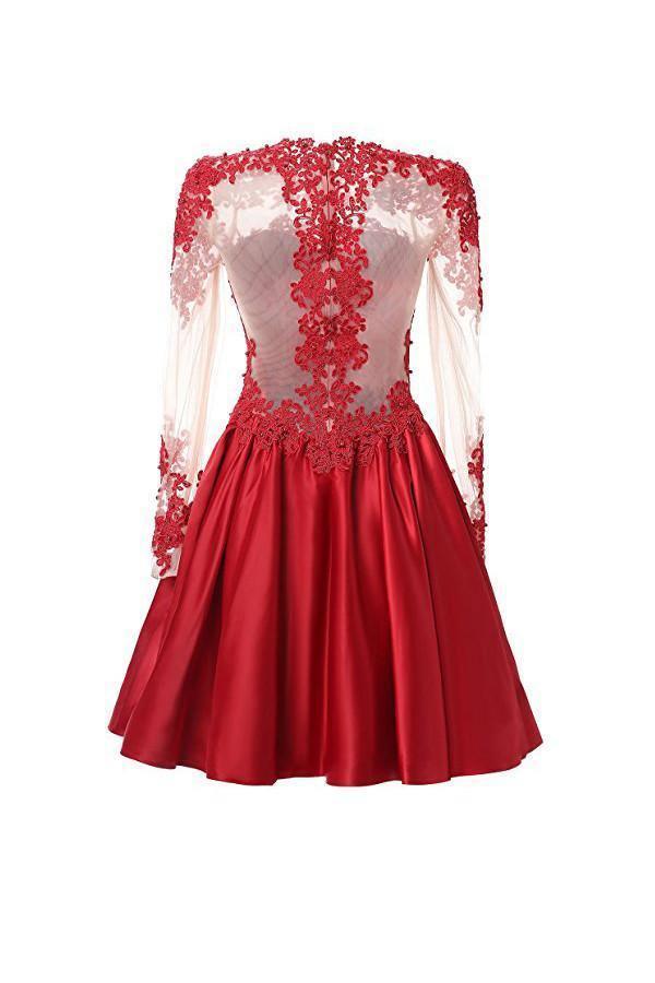 A Line Long Sleeves With Applique Homecoming Dresses PG088 - Pgmdress
