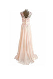 A Line Pink Long Lace Chiffon Prom Evening Dresses PG273 - Pgmdress