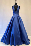 Une ligne robe de bal simple modeste élégante longue col en V robe de bal PG552 