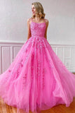 A-line Round Neck Tulle Lace Prom Dresses Formal Dresses PSK032 - Pgmdress