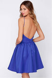 A Line Royal Blue Backless Short Prom Dresses Homecoming Dresses PD347 - Pgmdress