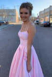 A Line Satin Floor Length Pink Prom Dress With Pockets PSK133 - Pgmdress