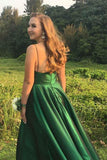 A-line Satin Princess Straps Hunter Long Prom Dress Evening Dress PG665 - Pgmdress