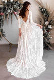 A-line Scoop Neck Long Sleeves Lace Weddding Dress Bridal Gown WD503 - Pgmdress