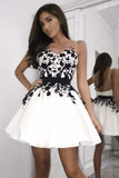 A-Line Scoop Short White Homecoming Prom Dress with Appliques PD030 - Pgmdress