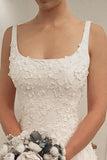 A-line Scoop Sweep Train Sleeveless Wedding Dress with Appliques WD218 - Pgmdress