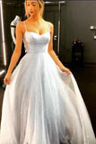 A-line Sky Blue Sparkly Backless Dress Floor Length Prom Dresses PSK074 - Pgmdress