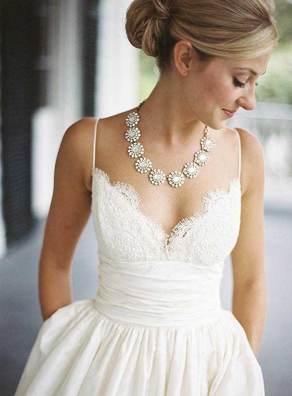 A-line Sleeveless Spaghetti Strap Lace Wedding Dress WD049 - Pgmdress