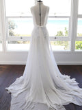 A-line Spaghetti Strap White Lace Chiffon Beach Wedding Bridal Dresses WD290 - Pgmdress