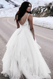 A-Line Spaghetti Straps Asymetrical Wedding Dress with Lace WD236 - Pgmdress