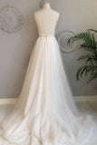 A Line Spaghetti Straps Beach Wedding Dresses Lace Wedding Gowns WD453 - Pgmdress