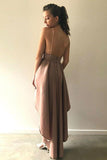 A-Line Spaghetti Straps High Low Blush Satin Homecoming Dress PD006 - Pgmdress