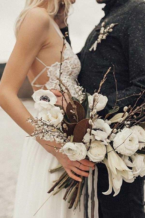A-Line Spaghetti Straps Long Chiffon Wedding Dress with Lace WD259 - Pgmdress