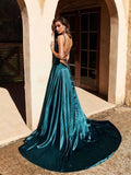 A-line Spaghetti Straps Long Prom Dresses Formal Gowns PSK080-Pgmdress