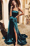 A-line Spaghetti Straps Long Prom Dresses Formal Gowns PSK080